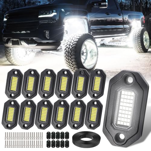 12 Pods Aluminium Pure White LED Rock Lights (12 Pods)