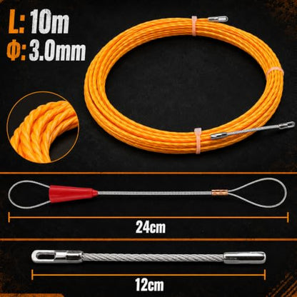 Fish Tape Wire Puller Through Wall Wire Threader Fish plus Fish Cable Fastener with Steel rope