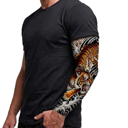 2 Pcs Tiger Dragon Crane Tattoo Arm Sleeves