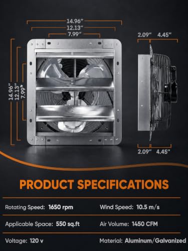 20 Inch Shutter Exhaust Fan Wall Mounted