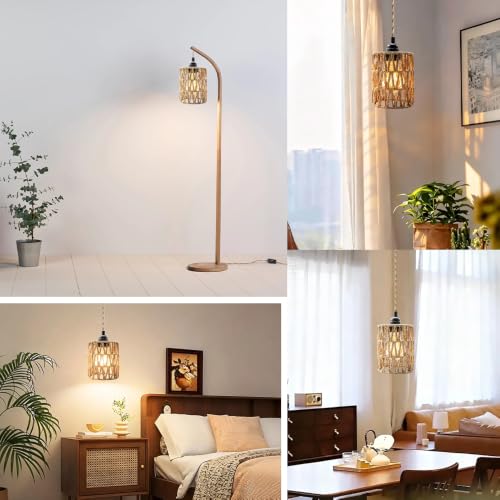 Rattan Lamp Shade Boho Woven Pendant Light Shade