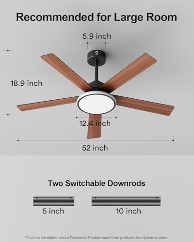 Smart RGB Ceiling Fans with Lights 52in