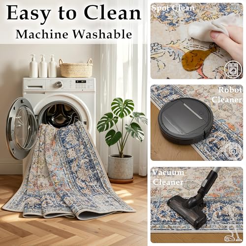 Washable Area Rug 8×10 for Living Room (Navy Brown / 8' x 10' (Rectangular))