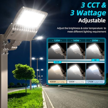 LED Parking Lot Lights Arm & Slip Fitter Mount Dusk to Dawn