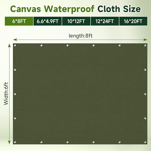 Heavy Duty Canvas Tarp 8x12ft