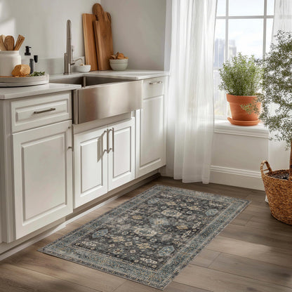 Washable Small Area Rug 2×3 for Entryway (Silver / 2' x 3' (Rectangular))