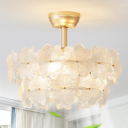 Gold Crystal Fandelier Ceiling Fan with Light