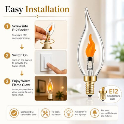 Vicstone Flame Light Bulbs E12 Candelabra