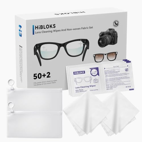 HiBloks Thick Lens Wipes and 2 Cleaning Cloths for Meta Glasses 50