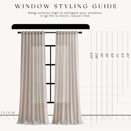 Oatmeal Linen Curtains 120 Inches Long for Living Room 2 Panels (Oatmeal / 52"W x 120"L (Pack of 2))
