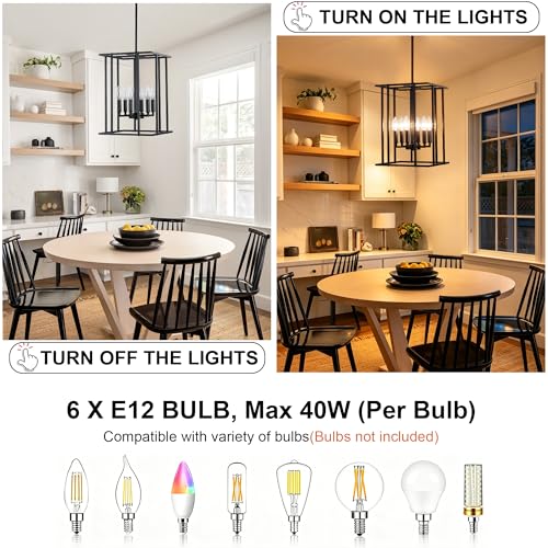 Small 6 Light Black Farmhouse Chandelier