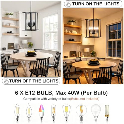 Small 6 Light Black Farmhouse Chandelier
