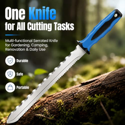 Double Side Serrated Insulation Knife (Blue / 11 IN)