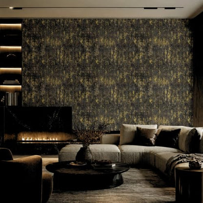 Black and Gold Peel and Stick Wallpaper Industrial Concrete Wall Paper