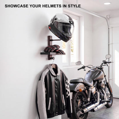Helmet Holder Wall Mount with Shlef (Brown*1)