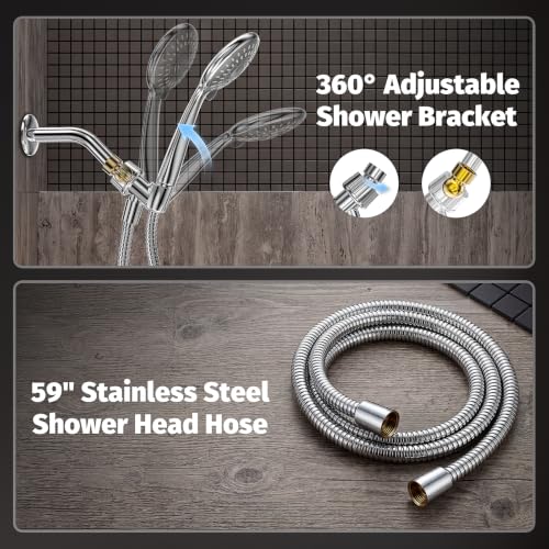 High Pressure Handheld Shower Head for Low Water Pressure Homes (Premium Chrome)