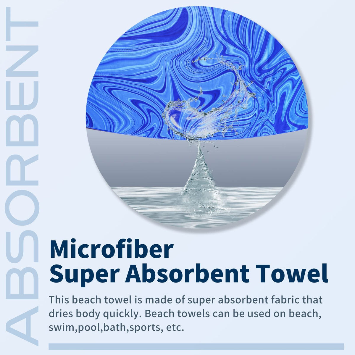 Microfiber Beach Towel Extra Large 71x32 Blue Shell 2 Pack (Blue Shell / 71 x 32 Inches)