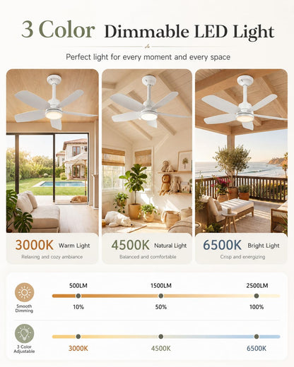 Ceiling Fan with Light (White / 28inch)