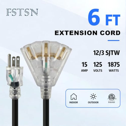 12 Gauge Outdoor Extension Cord 3 Outlet