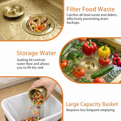 Kitchen Sink Drain Removable Deep Sink Strainer Basket with Sink Stopper