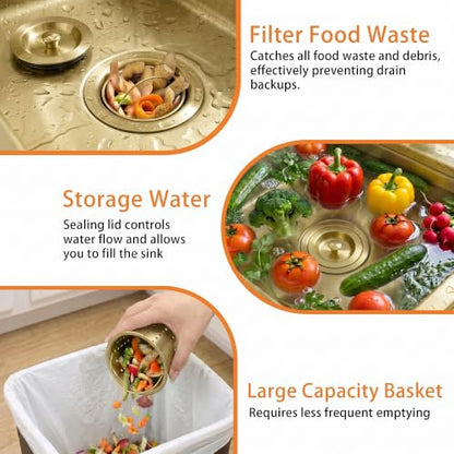 Kitchen Sink Drain Removable Deep Sink Strainer Basket with Sink Stopper