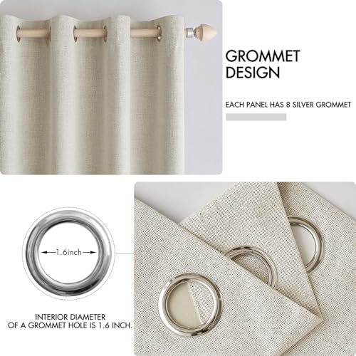 100% Blackout Linen Curtains for Bedroom 42x90 Inches Butter Cream (Butter Cream / 42"W x 90"L (Pack of 2))