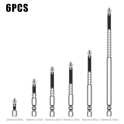 S2 Steel PH2 Screwdriver Bit Set 6