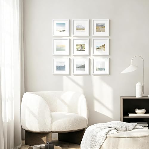 8x8 Solid Wood Frame Set of 2 (White Wood Grain / 8x8)