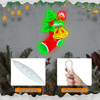 Christmas Stocking Neon Sign Dimmable Christmas Bell Tree LED Neon Light (SDWLD)