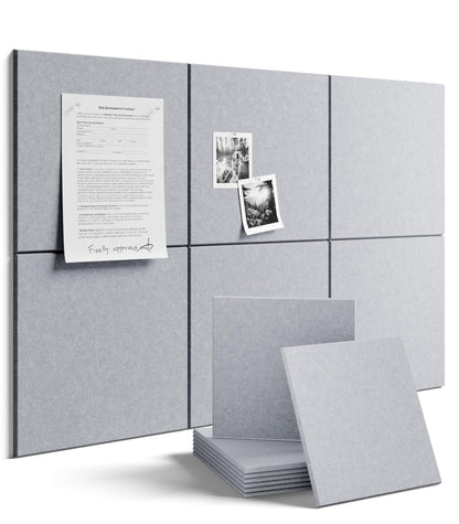 Felt Bulletin Board & Cork Board Alternative 48'' x 36'' (Soft Gray-1 / Solid tile 6-pack)