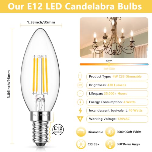 Dimmable LED E12 Candelabra Bulb