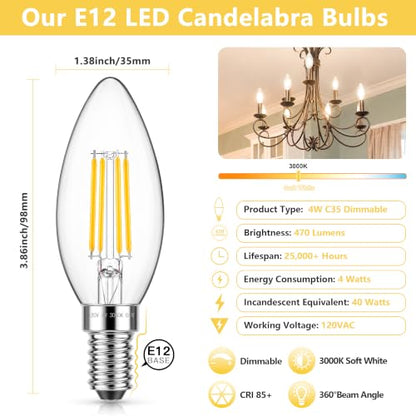 Dimmable LED E12 Candelabra Bulb