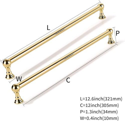 5 Pack 12 inch Solid Handles Real Unlacquered Brass Cabinet Pulls (Unlacquered Brass / 12 Inch)