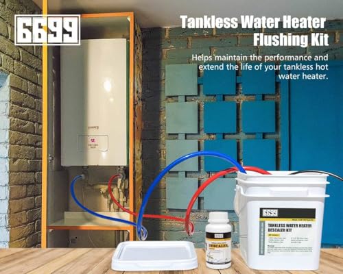 Tankless Water Heater Flushing Kit Includes Submersible Sump Pump with Two Adapters & Cleaner & 3 Gallons Pail with Bucket Lid Opener & Two 1