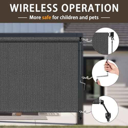 Outdoor Roller Shades for Patio (Grey / 60"W x 96"H)