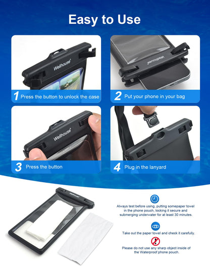 Waterproof Phone Pouch (2 Pack - Black & Green8.0")