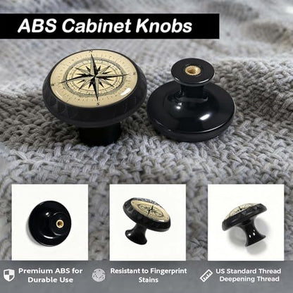 4 Pack Retro Nautical Compass Cabinet Knobs for Kitchen Bathroom