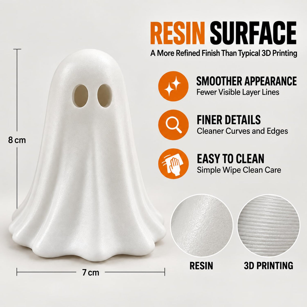 Halloween Ghost Statue Cute Night Light Figurine Halloween Desk Ornaments Resin Mini Ghost Sculpture Decoration for Home Holiday Party Desktop Shelf Ornament Gifts (Style 6)