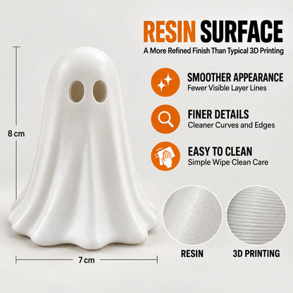 Halloween Ghost Statue Cute Night Light Figurine Halloween Desk Ornaments Resin Mini Ghost Sculpture Decoration for Home Holiday Party Desktop Shelf Ornament Gifts (Style 6)