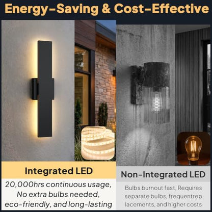 2 Pack Modern LED Outdoor Wall Light