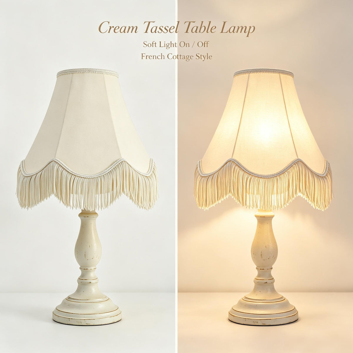 Set of 2 Fringe Scalloped Lamp Shades 6x13x10.6 Inches (Yellowish beige- 2Pack / 6*13*10.6in)