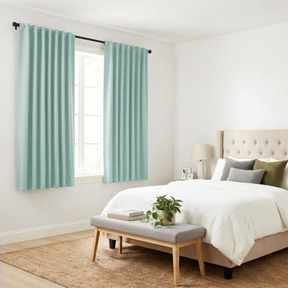 Blackout Curtains Short (Mint Green / 42"W x 36"L (Pack of 2))