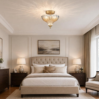 Luxury Gold Semi Flush Mount Ceiling Light Blue & Amber Shade (Gold-Blue & Amber / 9.84"W)