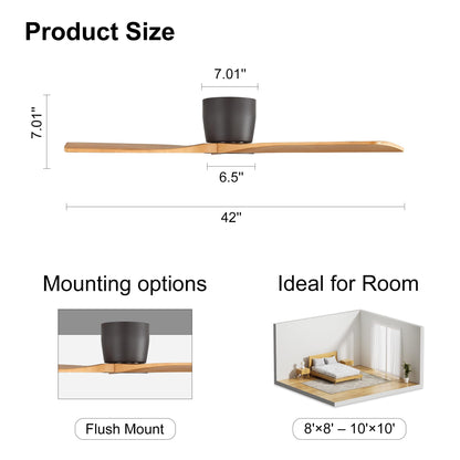 42 Inch Ceiling Fan without Light (Dark Gray/Beech Wood / 42")