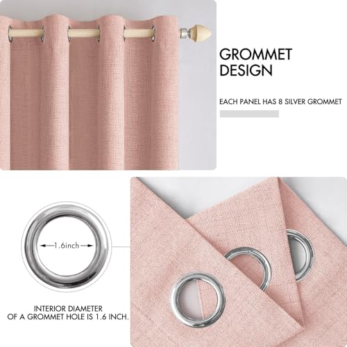 100% Blackout Linen Curtains for Bedroom 52x45 Inches Blush Pink (Blush Pink / 52"W x 45"L (Pack of 2))
