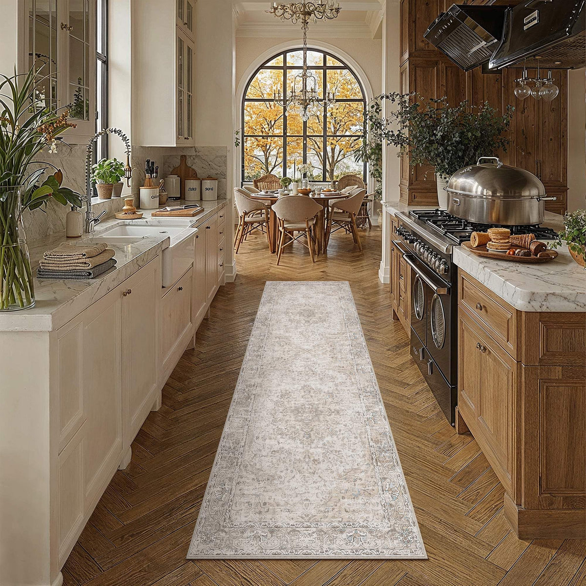 Beige Runner Rugs 2x8 Washable Rug Indoor Carpet (Multi Beige / 2' x 8' (Runner))