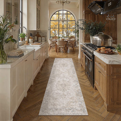 Beige Runner Rugs 2x8 Washable Rug Indoor Carpet (Multi Beige / 2' x 8' (Runner))