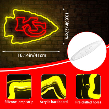 Football Neon Sign for Wall Decor Football Team Led Neon Light for Man Cave (Yellow-AB)