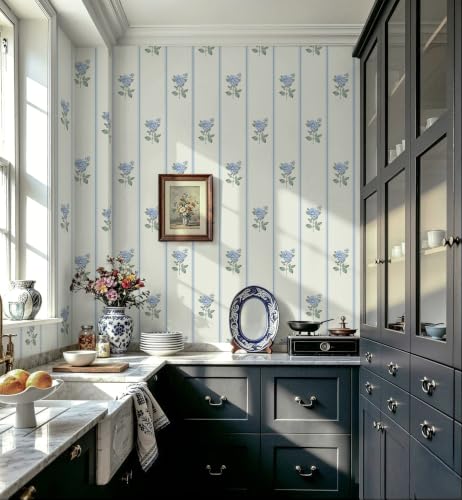 Peel and Stick Wallpaper Stripe Wall Paper Floral Contact Paper Vintage Farmhouse