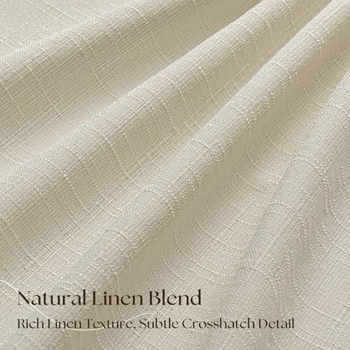 Cream Beige Linen Blackout 120 Inch Curtains for Living Room 2 Panels Set Pinch Pleated Back Tab Drapes Farmhouse Thermal Insulated Full Black Out Curtains 120 Length High Ceiling to Floor 50x120 (Cream Beige / 50"W x 120"L (Pack of 2))